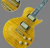 Tiger Flame Electric Guitar con bridge fingerboard incorporato a fiore abalone sintonizzabile -o-matico