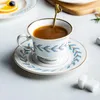 Tasses Saucers Latte Nordic Coffee Cump Charme vintage Cozy Fancy Ceramic Service Tea Bone China Copo de Cafe Afternoon Set OB50BD