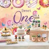 Party Decoration Happy 1st Birthday Pography achtergrond Donut thema Baby Shower Banner Banner Cake Table Supplies Po Studio Props