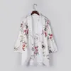 Malhas femininas biquíni praia encobrimento feminino impressão de chiffon kimono xale cardigan blusa batwing manga swimsuit woman 2024 copia de roupa de praia