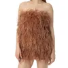 Casual Dresses 2024 Ostrich Feather Dress Natural Strapless Chest Wrap Party Wedding Concert Purple Breast Wrapping For Women Tube