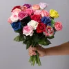 Dekorativa blommor 11 datorer/Mycket konstgjord rosblomma Real Touch Latex Faux Fake Bouquet Decoration for Home Wedding Party