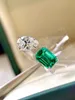 Hot New 925 Sterling Silver Pear Cut Green Emerald cut Simulated Diamond Wedding Party Vintage Gemstone Open Ring Fine Jewelry Christmas Gifts