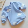 Ins Frühlingsbaby Kleidung Wolke Sweatshirt Strampler Baby Jungen Jungen Baumwollbodysuit Kleidung von 0 bis 12 Monaten 24m Außenbekleidung 240511