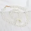 Girocollo 2 pezzi adorabili bambine imitazione perle per perle collana bracciale gioielli per bambini