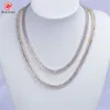 Redleaf Högkvalitativ 3mm 4mm D VVS1 Hip Hop Chain Sterling Sier Moissanite Tennis Necklace för bröllop