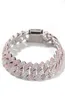 White Pink Cubic Zirconia Ice Out Two Tone Link Chain Armband kan öppna lås Kvinnor Män Bling CZ -rapparsmycken5686571