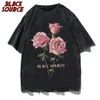 T-shirt in difficoltà vintage nera rosa rosa 240507