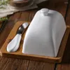 Assiettes Jialicmj Ceramic Butter Plate Cheese Creat Creative with Knife Cover Cover Cake Dessert