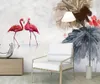Duvar Kağıtları Lotus Flamingos Basit ve Zarif İskandinav Çin tarzı arka plan duvar