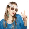 Fournitures de fête Hippie Costume Accessoires Carnaval Decorative Halloween 70S Collier Fleur Bandeau de couronne et lunettes de soleil Ensemble d'accessoires