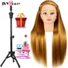 Mannequin Heads Nouveau style professionnel Head Synthétique Human Model Hair For Doll Barber Training Makeup with DIY tissé SET Q240510