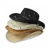 Berets Hollow Out Hand Mated Prew Taving Cowgirl Hat Novelty Cowboy Summer Beach Western Fancy Doids Accessoire