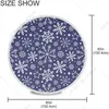 Tala de toalha de mesa Toleta de mesa Blue Christmas Snowflakes Round com refeições de alcance de renda Dining resistente a manchas 60 na capa para jantar em casa