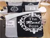 Ensemble de literie en noir et blanc moderne Real Boss Duvet Cover-lit Fiche de lit de lit King Queen Size Lit Linn Ensemble 4PCS8415796