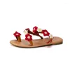 Chaussures décontractées Femmes Sandales 2024 Ensemble de style Couleur de vacances Petal léger Pétal plus taille plage Red Fashion Voyage