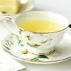 Xícaras pires elegantes Camellia Ceramic Tea Cup e Pires Conjunto - 5,7oz perfeito para festas de chá café da manhã e elegância diária