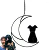 Decorative Figurines Stained Glass Dog On Moon Creative Memorial Sun Catcher Ornament Outdoor Garden Decoration Hanging Pendants Remembrance