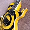 loja personalizada, guitarra elétrica personalizada, cor de guitarra amarela na foto, picape preto, frete grátis