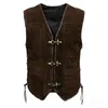 Übergroße Männer mittelalterlich Steampunk Weste Schwarzbrauner Retro Hip Hop Motorradfahrer Lederjacke Männer Weste 240509