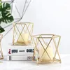 Candle Holders Golden Holder Ornaments Windproof Cup Geometric Shape Candlestick Wedding Home Decoration Craft Candelabra Gift