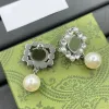 Boucles d'oreilles de concepteur de luxe Crystal Pearl Garm Bee Charm Drop Broupe d'oreille Brandle 18k Gol