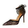 2020 New European and American Banquet Shoes Fine in Her Tip High Heel Hollow Field with Mesh Lace Hollow Sandals