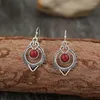 Boucles d'oreilles en peluche couleur ethnique Couleur rond Round Red Red Vintage Metal Geométrie Scarping Heart Modem For Women Jewelry
