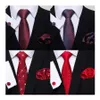 Zestaw krawata na szyję najnowszy jedwabny świąteczny prezent solidny czarny krawat chusteczka mankieta