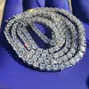 Hip Hop Iced Out D Color VVS VVS Sterling Sier 4 mm 16/18 pouces Moisanite Diamond Tennis Chain Collier Bijoux