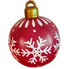 Yard Outdoor Christmas PVC Decoration Ball Ierable Toy 60cm Red Snowflakes Stripe Lattice Printing Xmas Ornament Balls Home Gifts For Women JN12 S