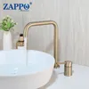バスルームシンク蛇口ザッポ浴槽蛇口セットハンドヘルドシャワータブとコールドウォーターミキサーバスゴールドタップ