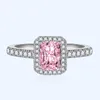 New Square Micro-Set Pink Cz Ring With Elegant Yellow Simulation Moissanite Wedding Cubic Zirconia Ring