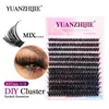 Falsche Wimpern Yuanzhijie DIY Cluster einsegmentierte Wimpern C/D Curling 144pcs Ultra natürliche vorgefertigte Lüfterverlängerung Q240510