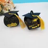 Geschenkwikkeling 25/50 Bachelor Hat Bags Candy Boxes Graduate Doctor Gift Packaging with Tassels for Celebration Party Decorationsq240511