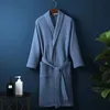 2024 New Pure Cotton Bathrobe Spring and Autumn Long Bathrobe B&B Hotel All-cotton couple Waffle absorbent robe