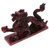 Dekorative Figurenharz Chinesische Drache Statue Rotholz Farbe Geschnitzter Tierkreis Figur 2024 Jahr Das Dekoration Glücks Reichtum