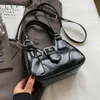 Belt Design Small PU Leather Shoulder Bag for Women Y2K Korean Fashion Handbags and Purses Female Crossbody Bags 240508