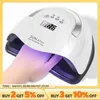 Secadores de unhas brancas 66 lâmpada de lâmpada dupla fonte de unhas 220W Secador de unha UV de alta potência usado para todos os luminárias de terapia de luz de led de gel de gel de unha T240510