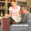 Menus de armazenamento de cozinha Sleeves Leather Restaurant Book com cinto resistente a desgaste El Pasta à prova de óleo para