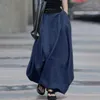 Jupes couleurs de couleur de couleur élastique A-line maxi avec bouton swing hem longue danse pour les femmes streetwear