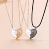 Colares pendentes 2pcs Moda Coloque em forma de coração Colar magnético para homens homens carinhos costurando de couro para a cadeia de couro presentes de jóias