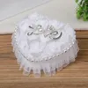 Jewelry Pouches Ring Box Holder Barrier Pillow Lace Heart Shape Plastic Bearer For Ceremony