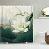 Duschgardiner kinesiska lotus 3d med krokar vattentäta tyg vackra blommor tryckt badrum gardin badkar skärmdekor