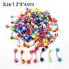 10Pcs Stainless Steel Bar White Black Acrylic Tongue Rings Eyebrow Labret Lip Nipple Nose Piercing Ring Fashion Body Jewelry 240429