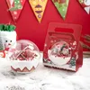 Engångskoppar sugrör 10st kreativ julkristallkula transparent bärbar mousse runda tårta sallad frukt diy bakning förpackning