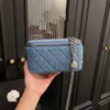 Camellia series denim bag love chain cc bag luxury designer bags cf woc shoulder crossbody Bag fashion makeup bags women mini Bags