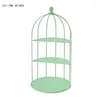 装飾的なプレート美しい薄緑色の半丸い金属製の鳥かごデザインシェルフディスプレイ