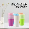 Disposable Cups Straws 100PCS 7.5 Oz DIY Party Colored Paper Suitable For Holiday Wedding Office Outdoor Activities Supplies