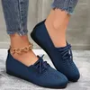 Casual Shoes 2024 Autumn Women's Fashion Lace Up Mesh Breathable Flat Round Toe Walking Shopping Mom